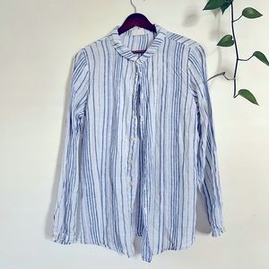 Vintage Linen Striped long Sleeve Button up